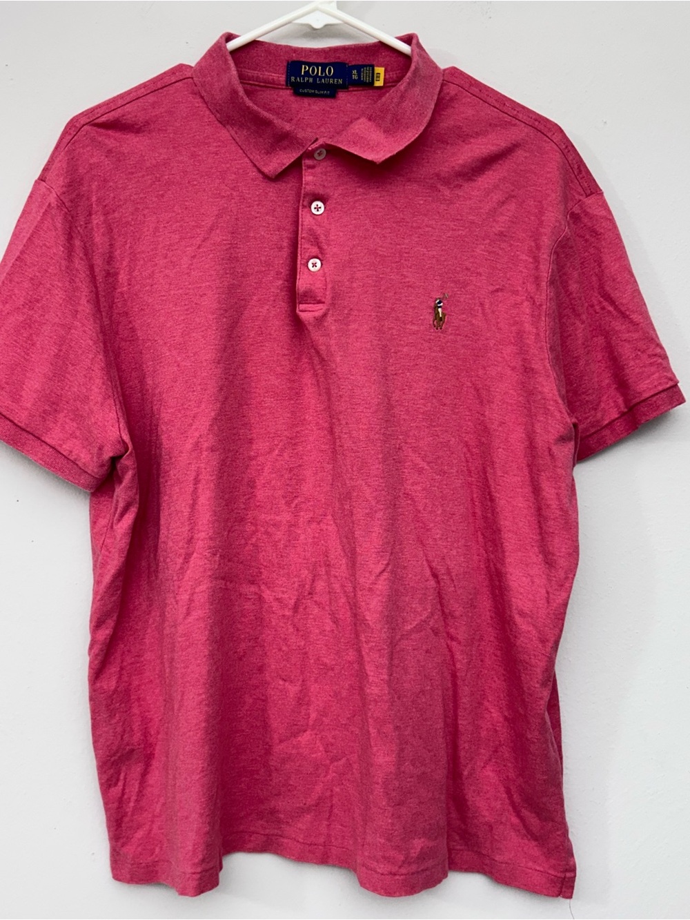 Polo Ralph Lauren Men's Heathered Red Custom Slim Fit Polo Shirt Size XL